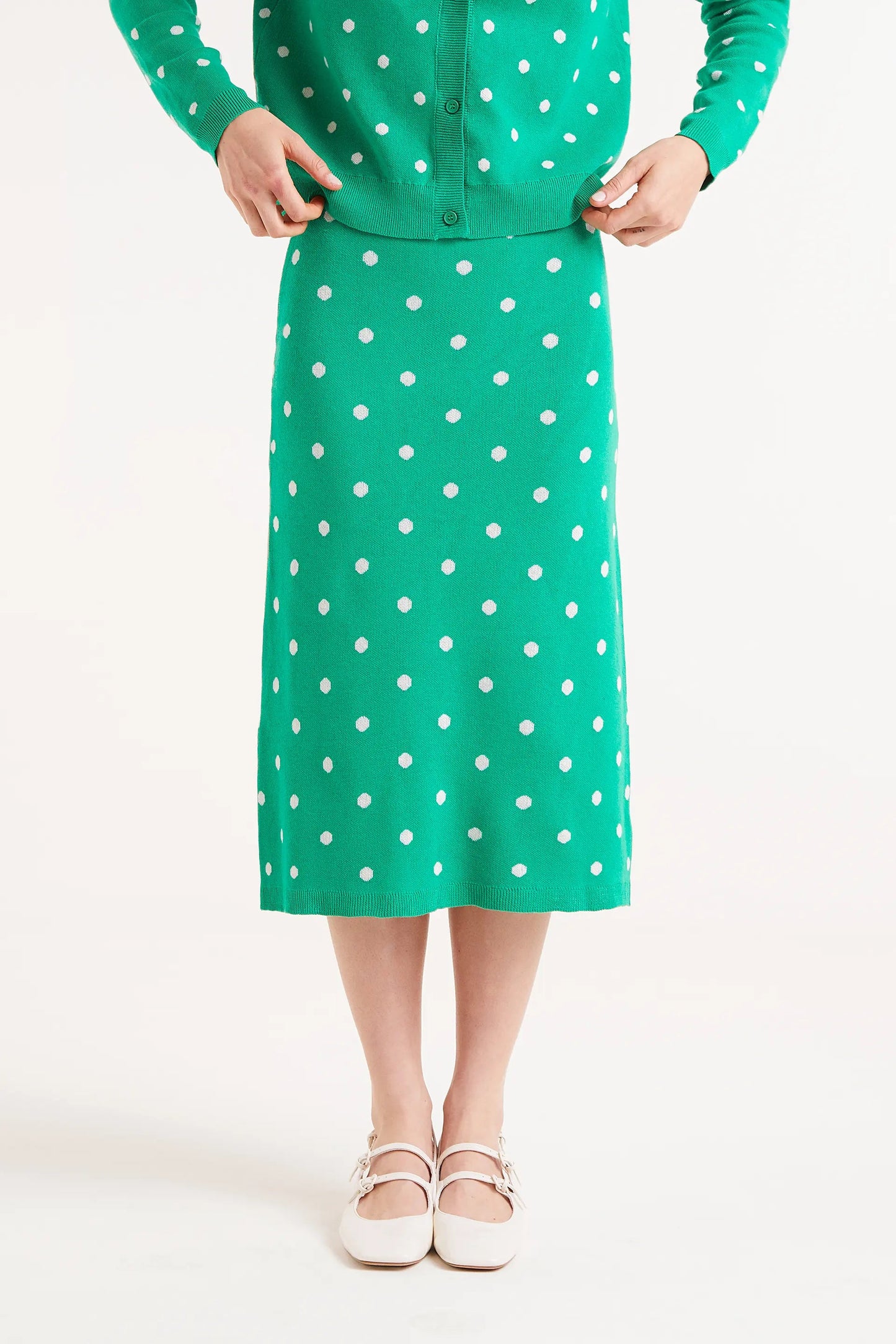 Gonna midi a pois verde