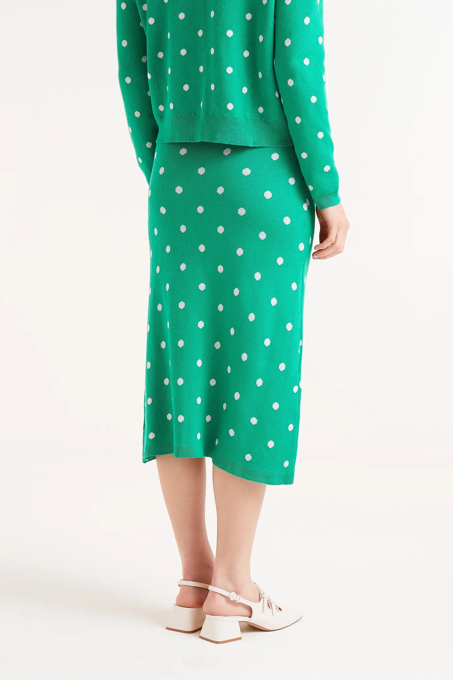 Gonna midi a pois verde