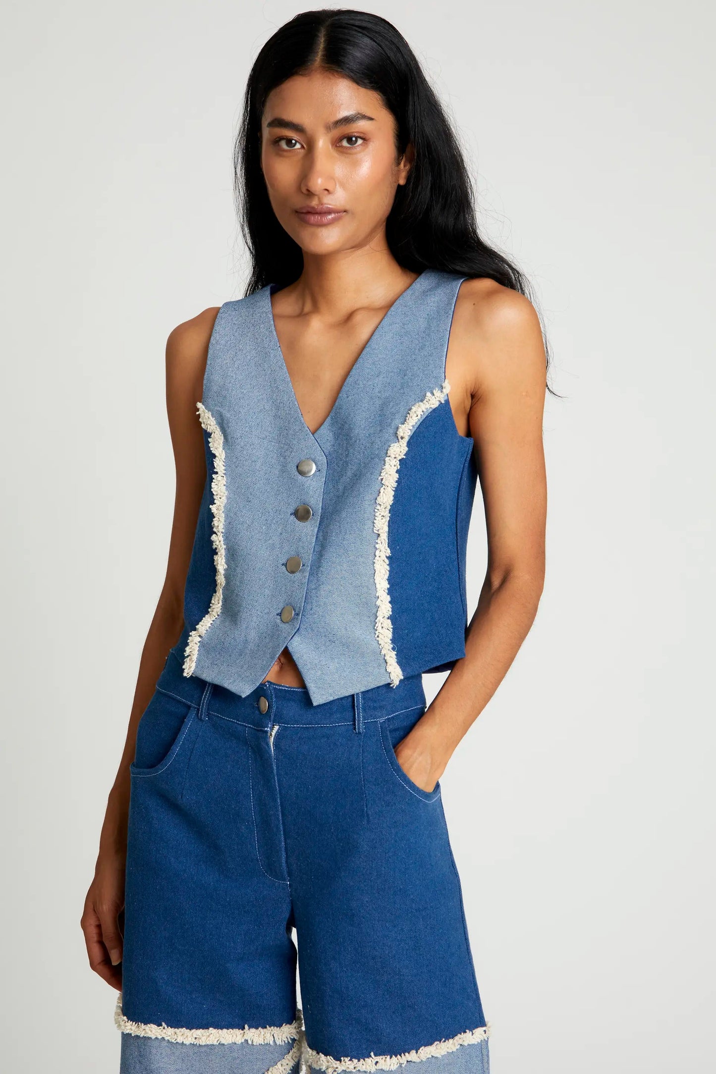 Gilet di jeans patchwork