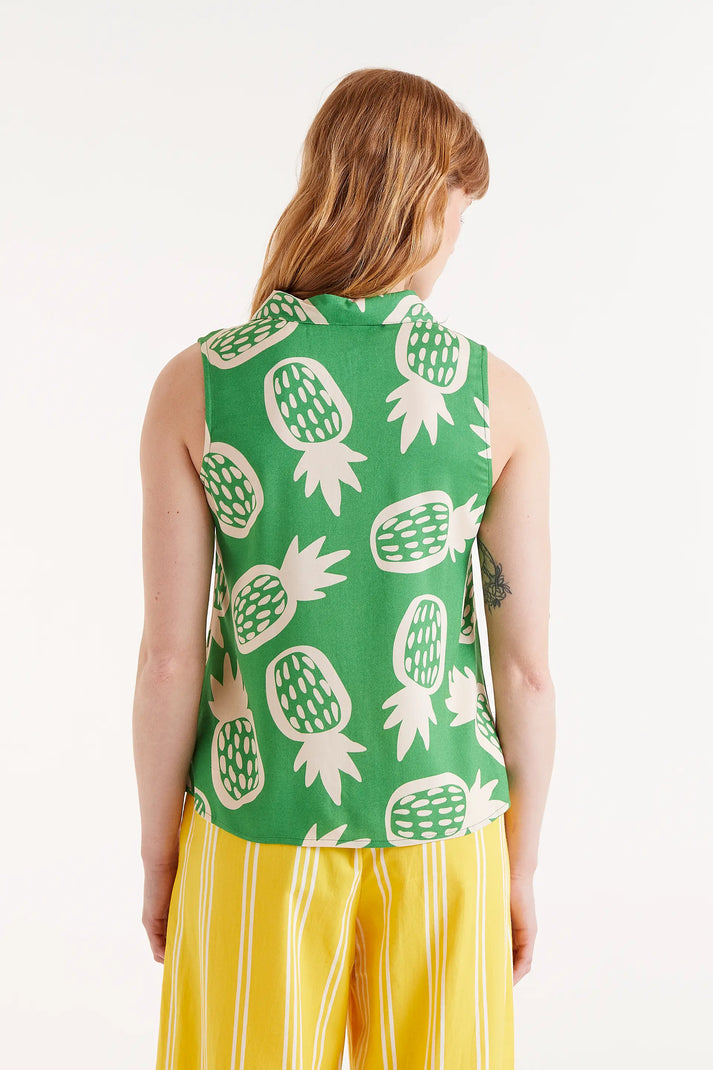 Camicia senza maniche stampa Ananas