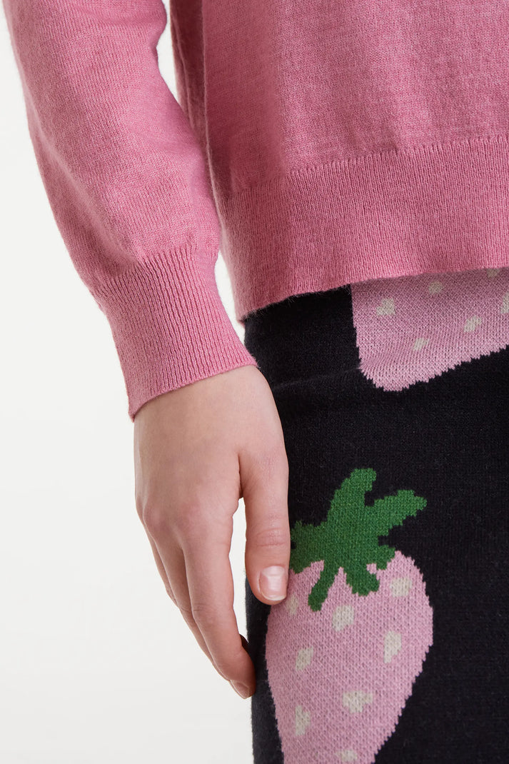 Maglione lavorato a maglia con scollo a V rosa