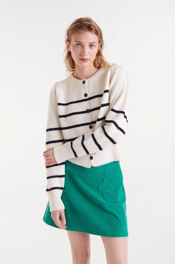 Cardigan maglia righe marinaio bianco e nero