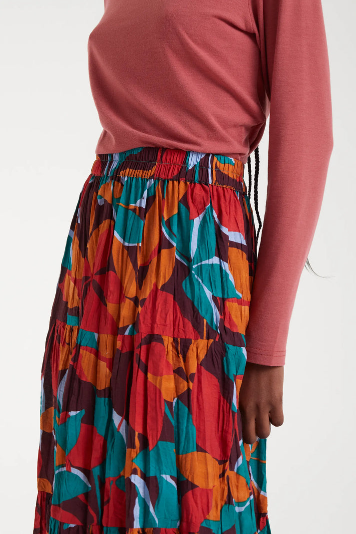 Gonna midi in crepe leggero con stampa Ponziana