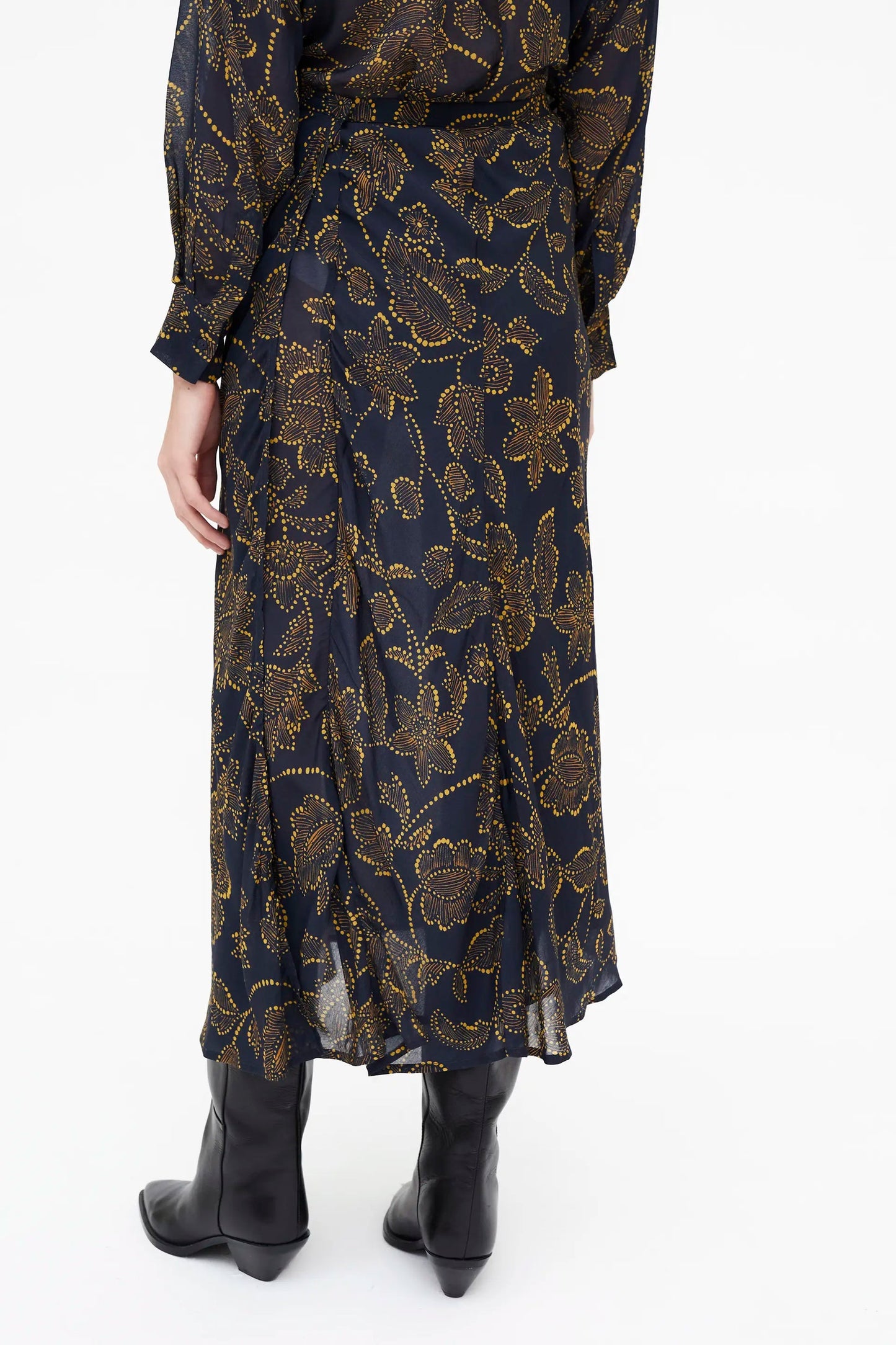 Gonna Midi asimmetrica stampa Mustard Flower