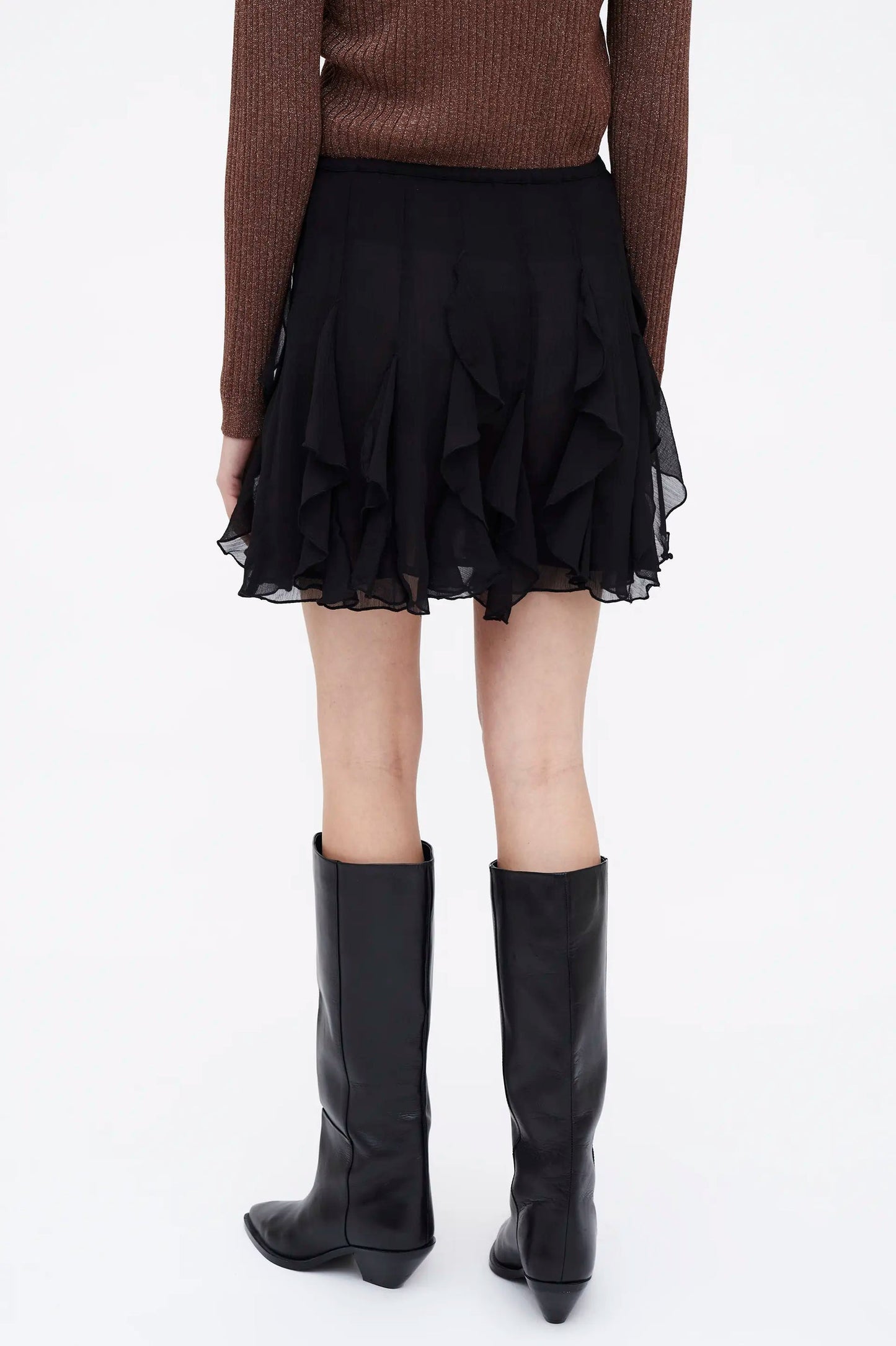 Gonna corta in chiffon nero