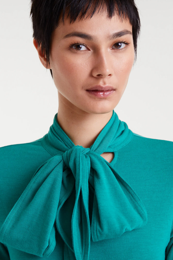 T-shirt allacciata manica lunga verde