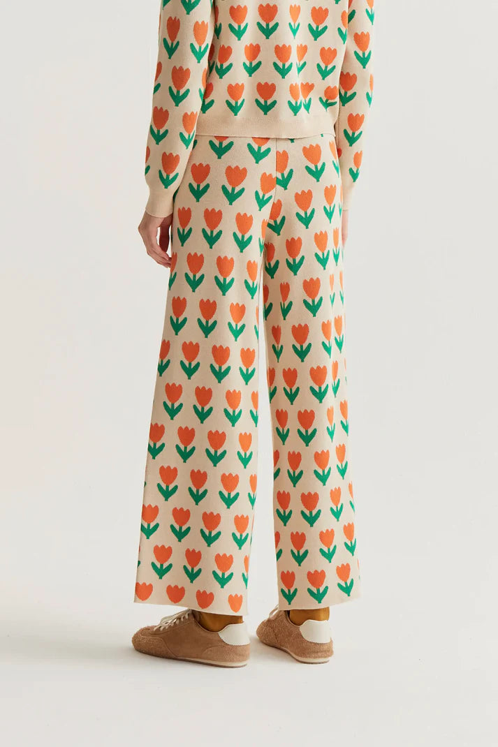 Pantaloni in maglia con stampa Orange Tulip
