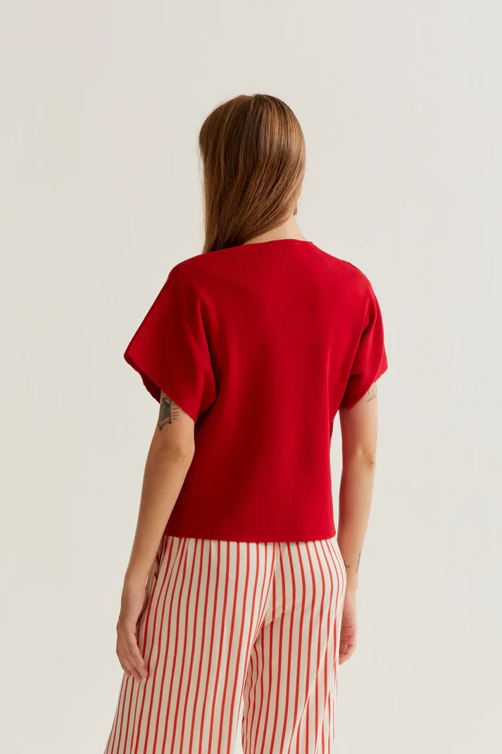 Cardigan punto rosso