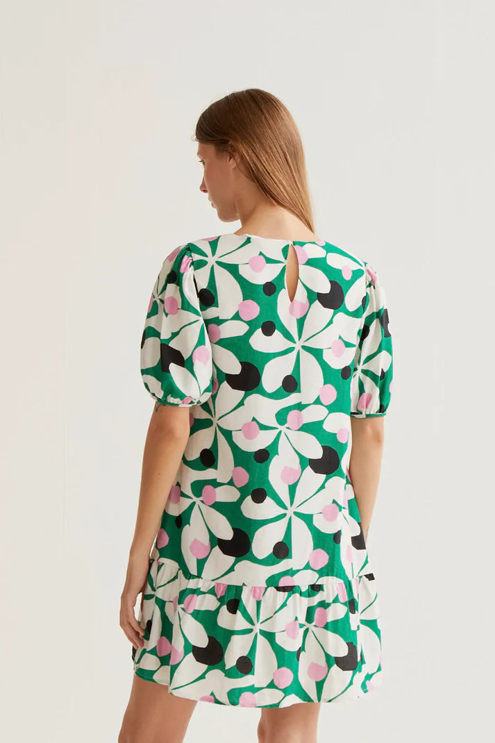 Abito corto con stampa Hosta