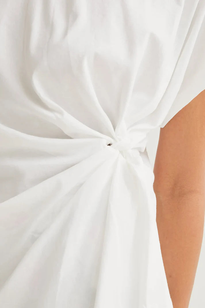 T-shirt 100% cotone bianca con nodo laterale
