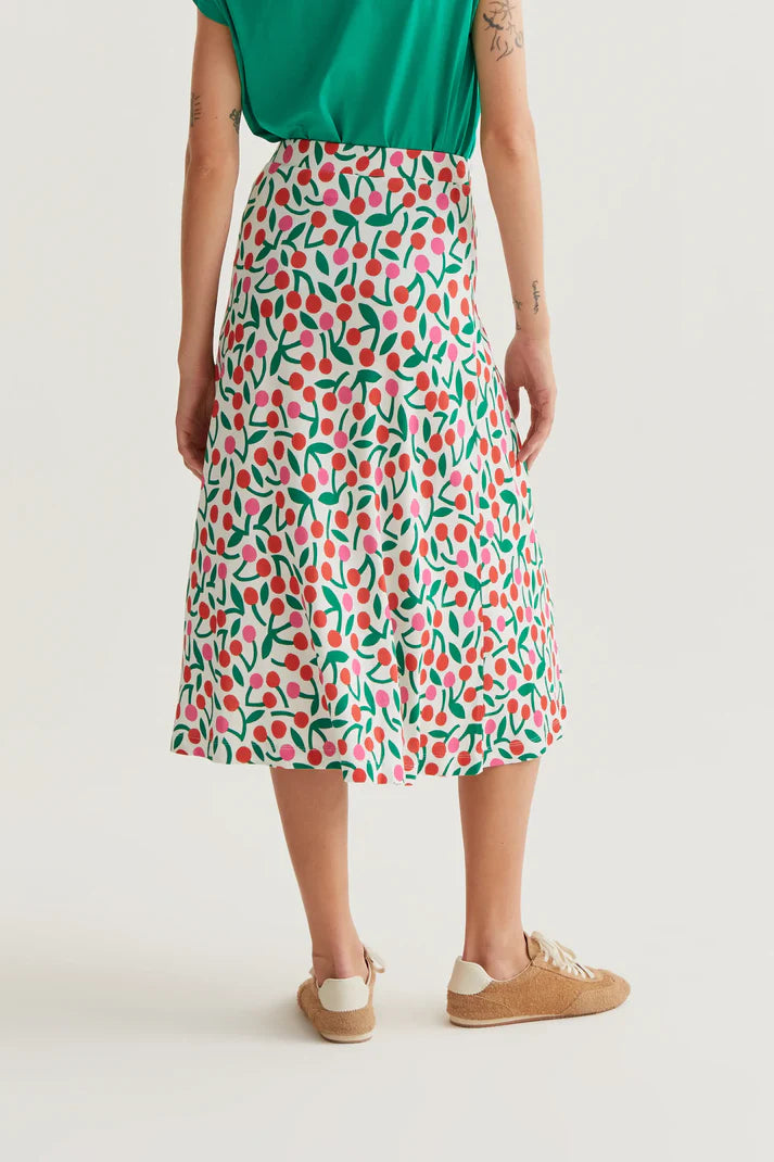 Gonna midi con stampa Ciliegio