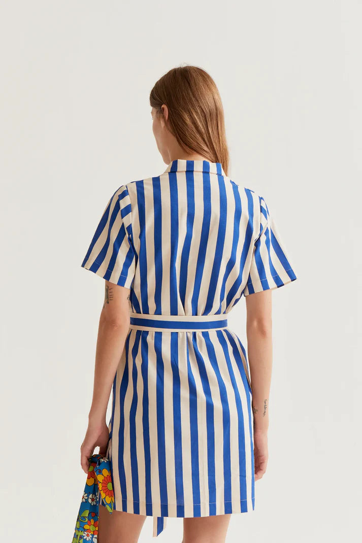 Abito corto con stampa Bamboo Blue