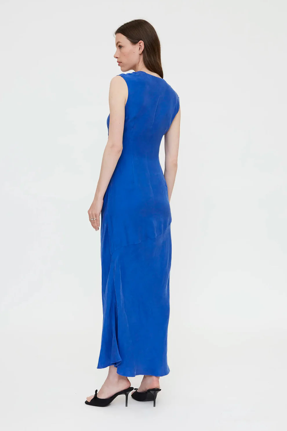 Abito lungo crepe blu