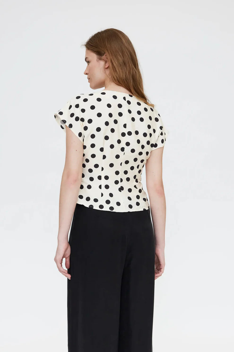 Top con stampa maglia bianca e nera