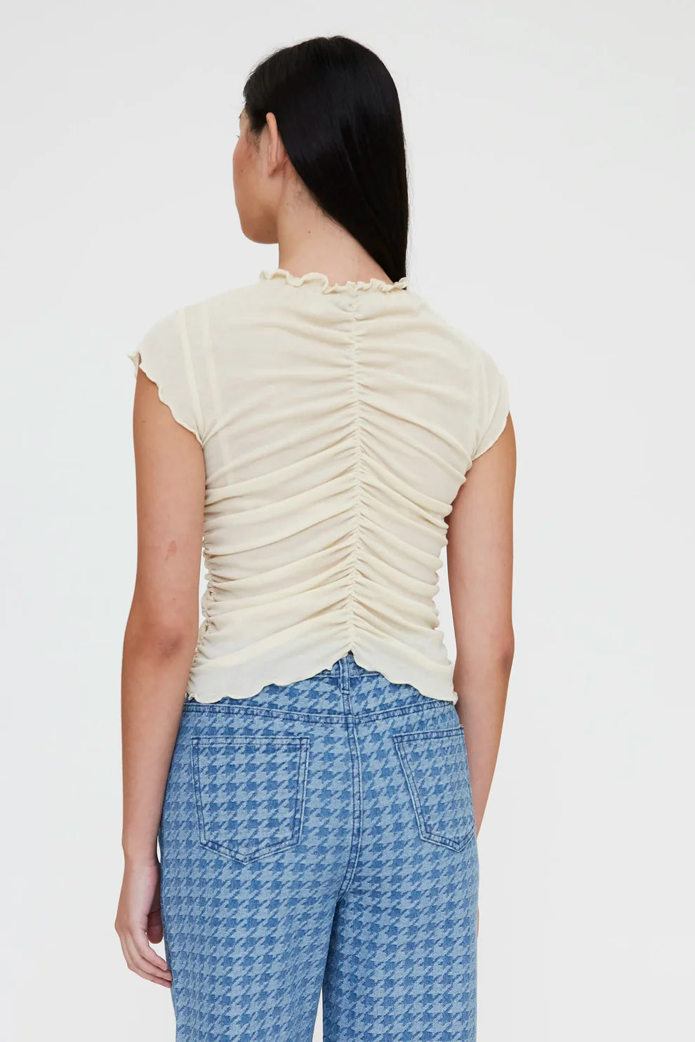 T-shirt arricciata bianco sporco
