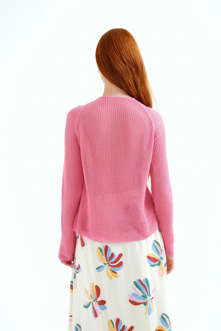 Maglia traforata rosa