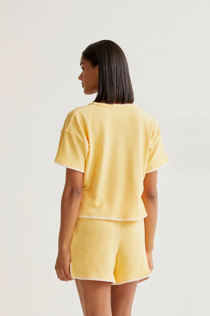 Top da spiaggia 100% cotone con giallo chiaro