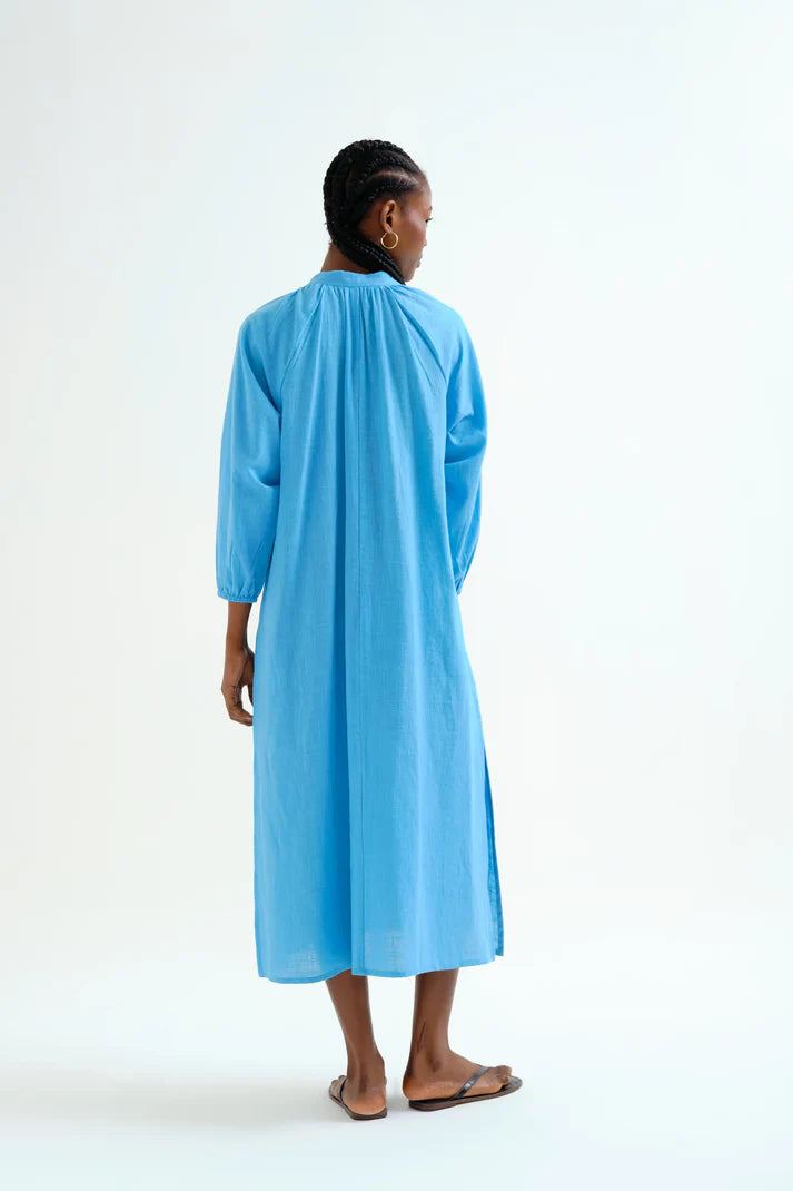 Kaftan lungo blu con bottoni