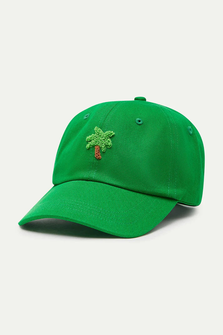 Berretto verde con ricamo di palma