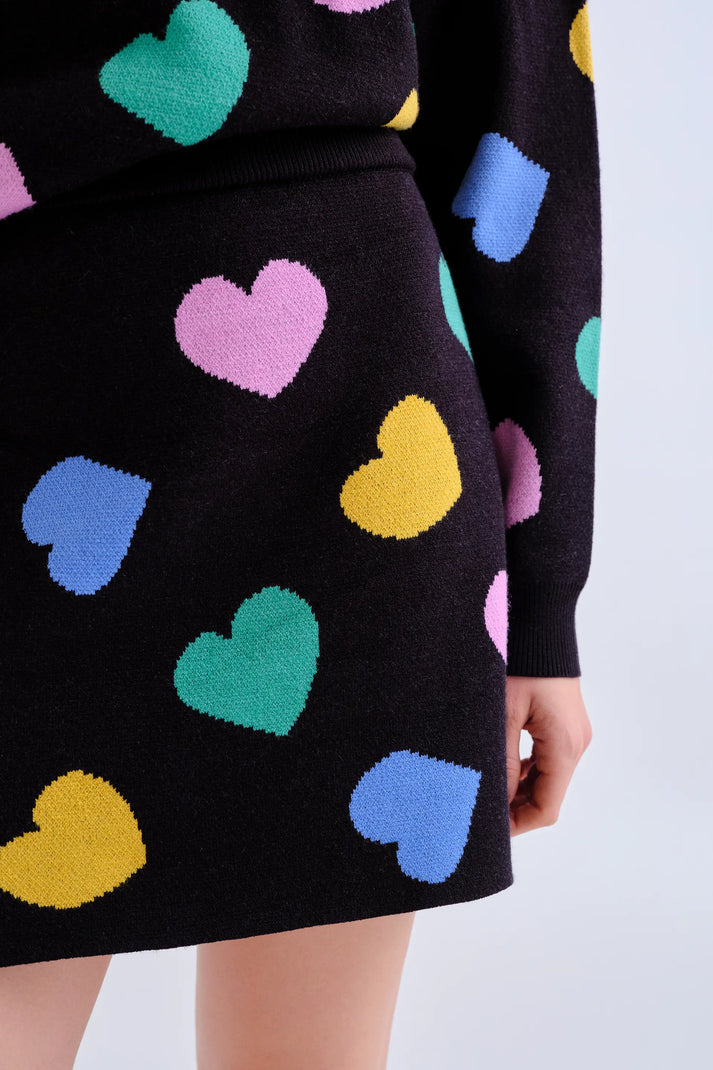 Gonna corta in maglia con stampa Candy