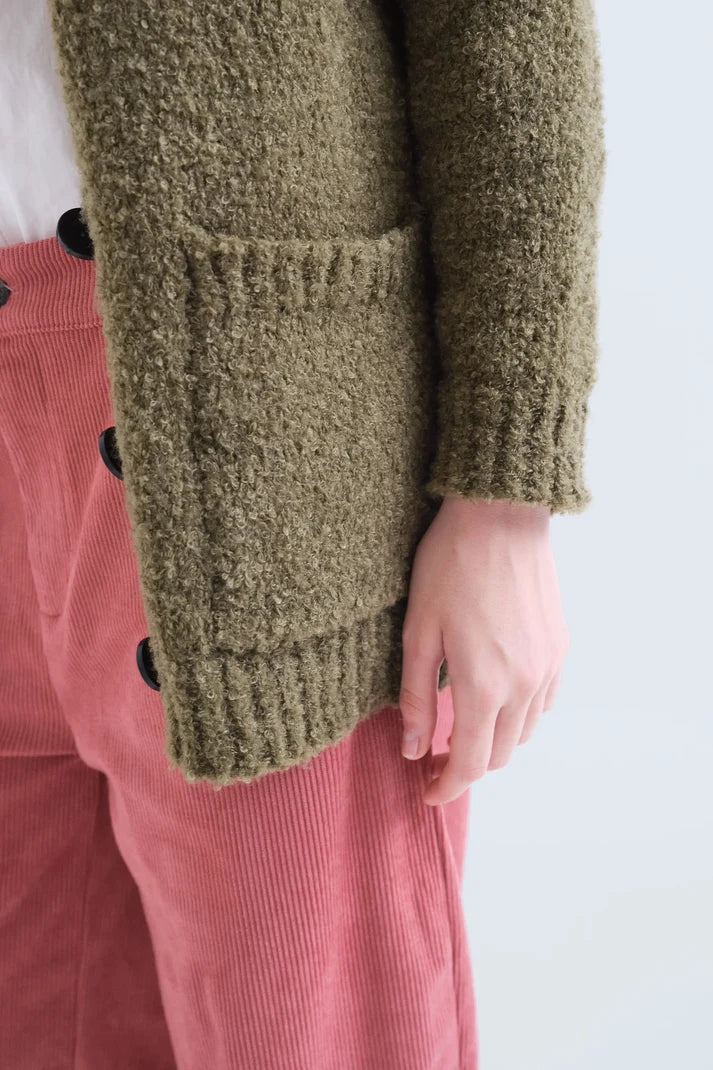 Cardigan punto verde oliva