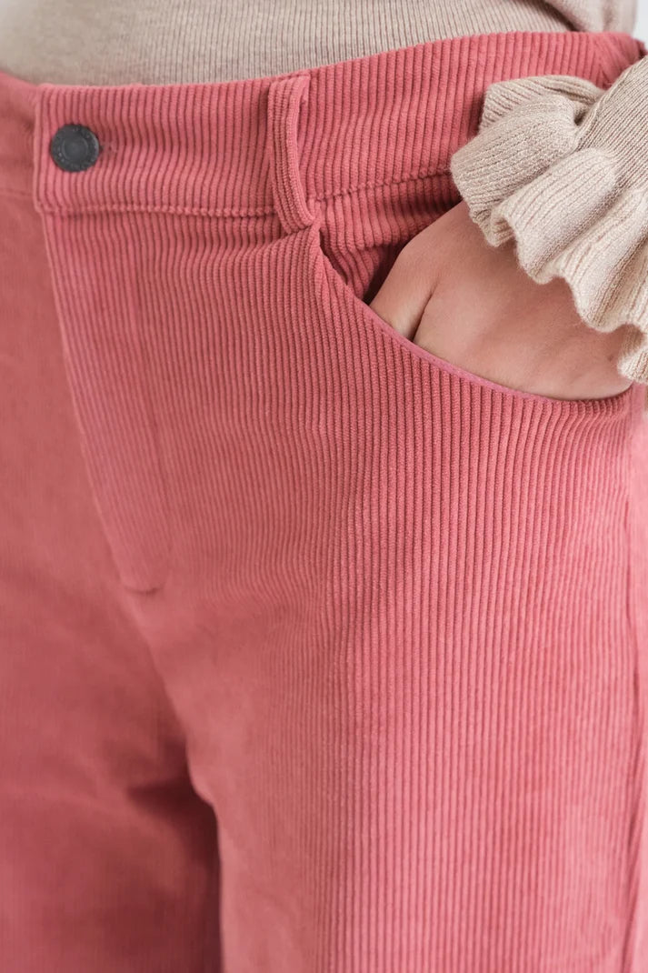 Pantaloni di velluto rosa
