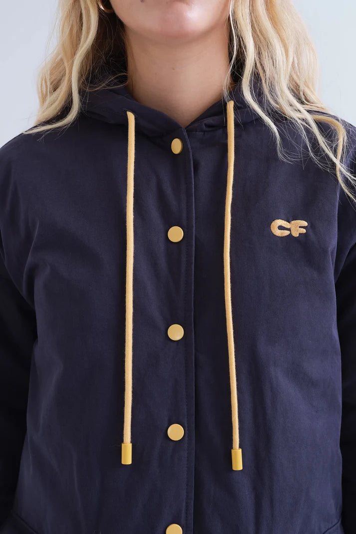 Cappotto 100% cotone con cappuccio Navy