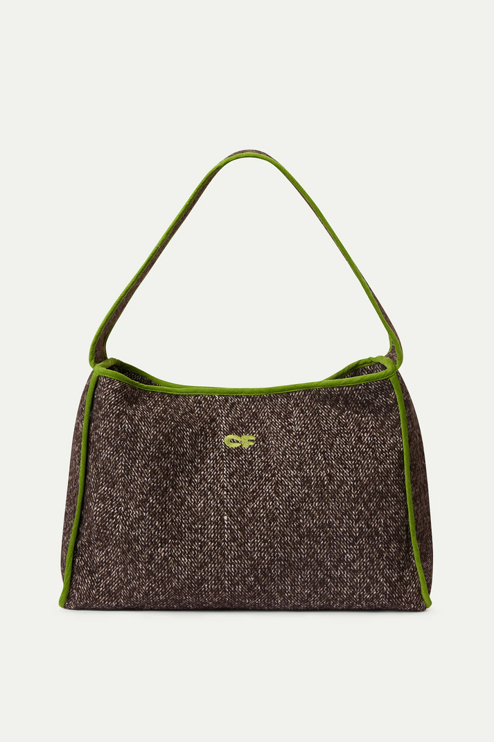 Borsa a tracolla in tweed marrone