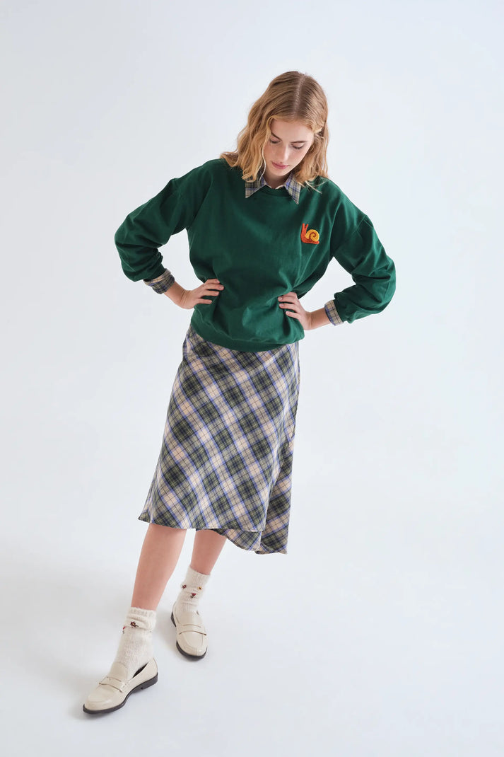 Felpa 100% cotone verde con toppa a lumaca