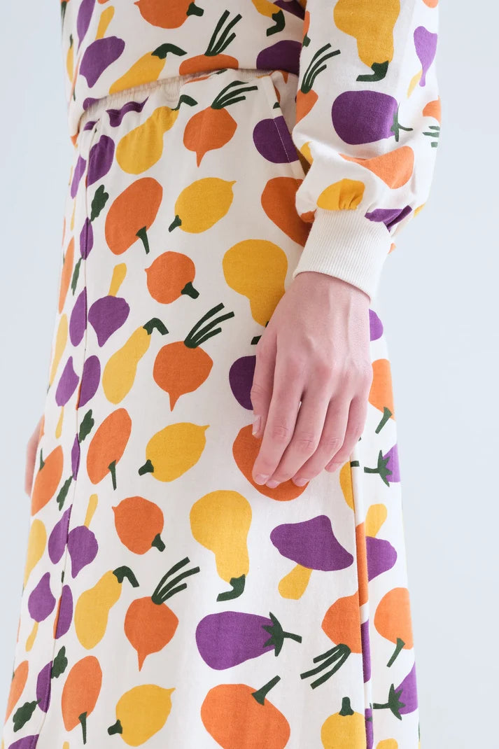Gonna midi con stampa vegetale