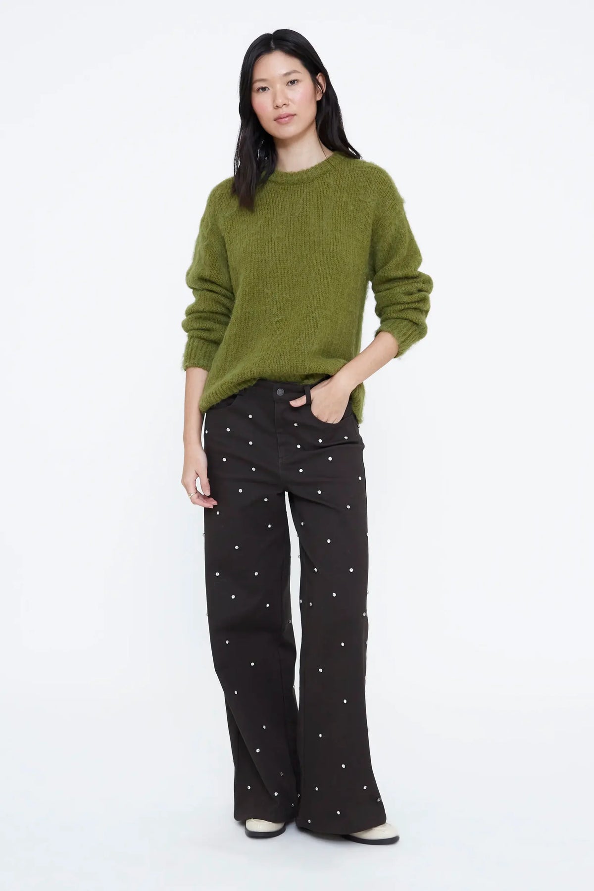 Maglione misto lana verde