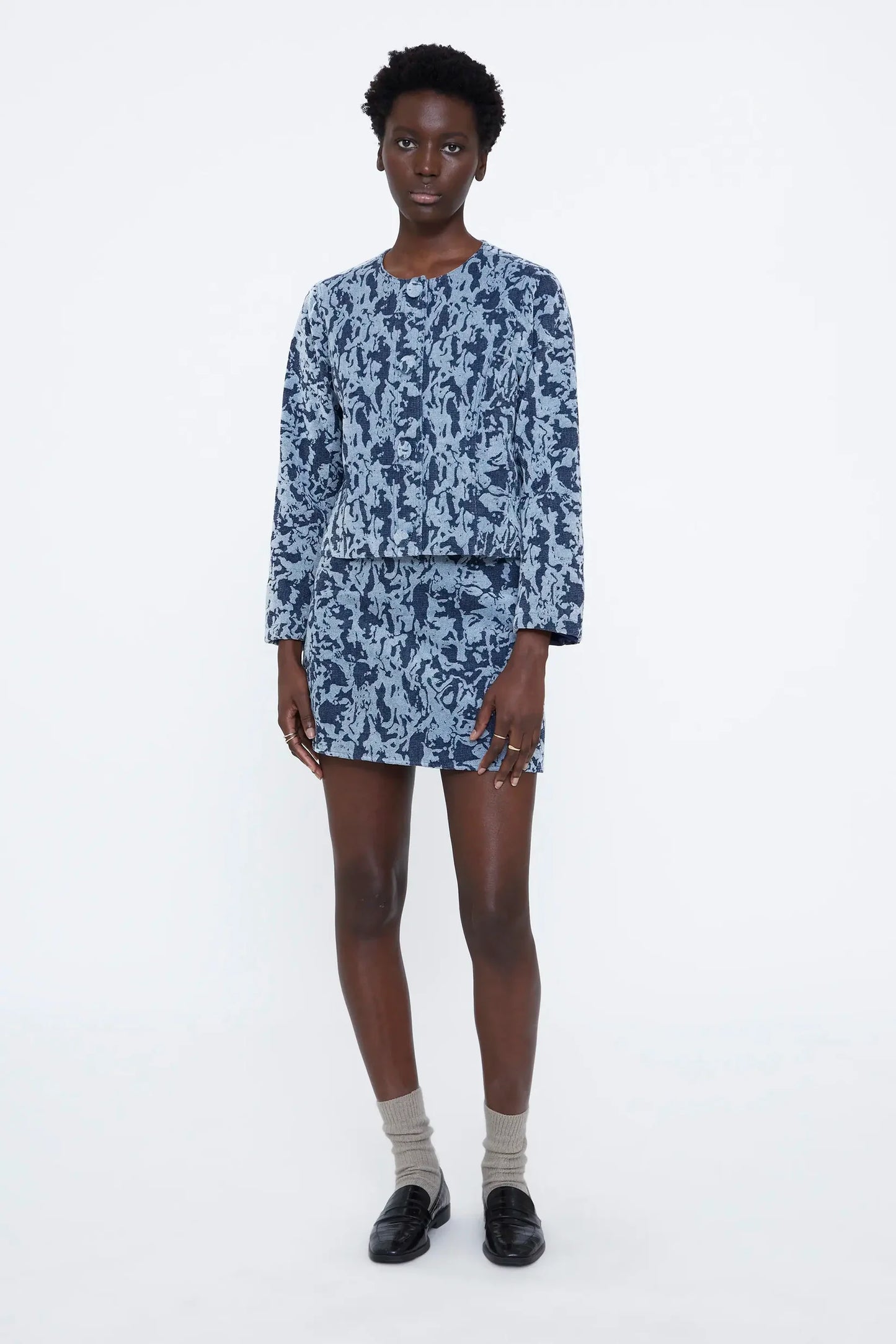 Giacca jacquard blu navy