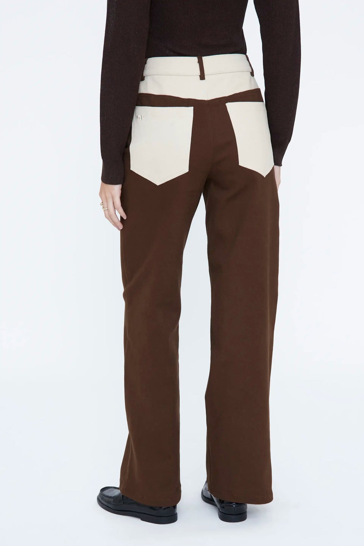 Jeans bicolore marroni e bianchi
