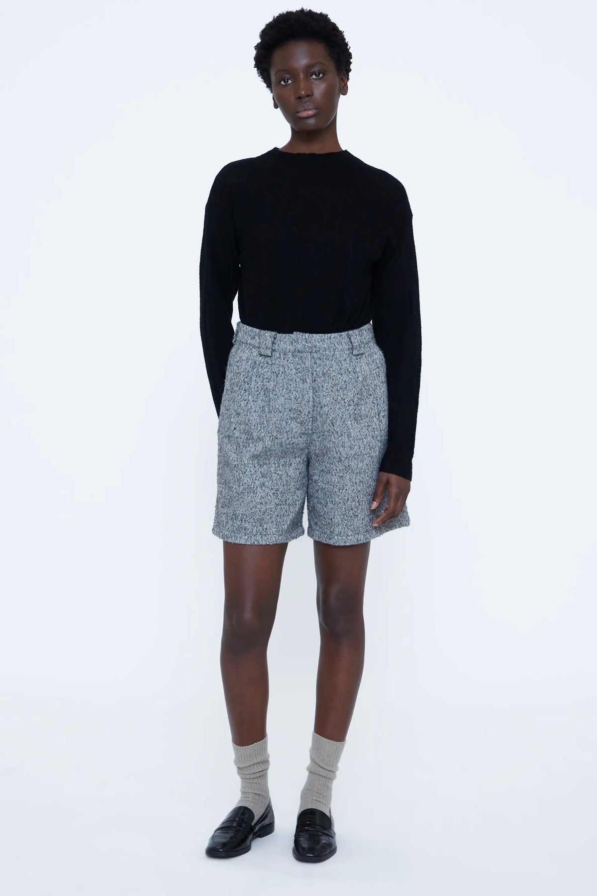 Pantaloncini di tweed grigio