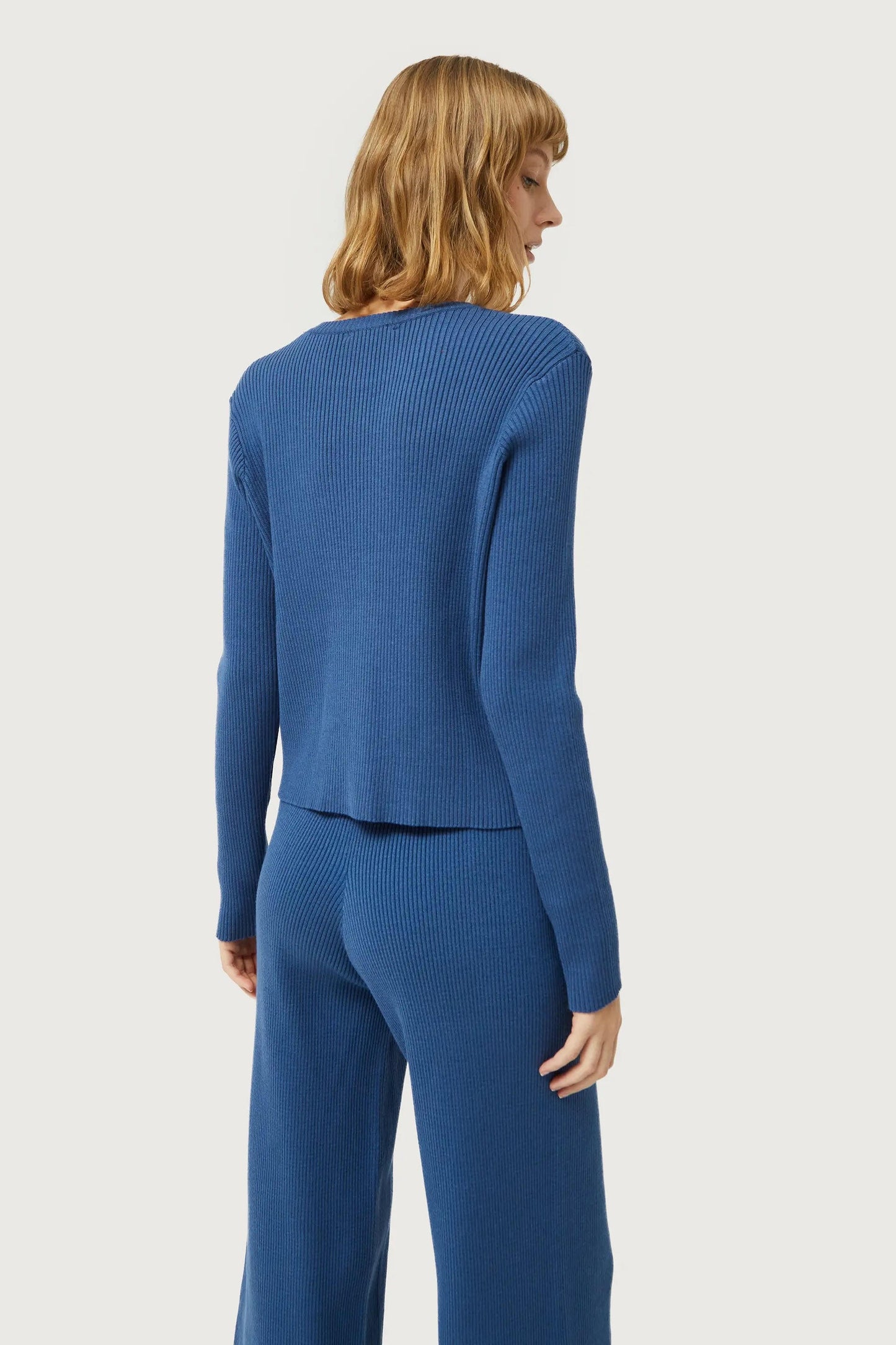 MAGLIONE BLU A COSTE IN MAGLIA
