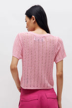 Carica l&#39;immagine nel visualizzatore di Gallery, Maglione rosa lavorato a maglia a maniche corte
