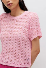 Carica l&#39;immagine nel visualizzatore di Gallery, Maglione rosa lavorato a maglia a maniche corte

