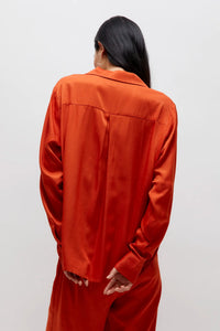 Camicia fluida in raso arancione
