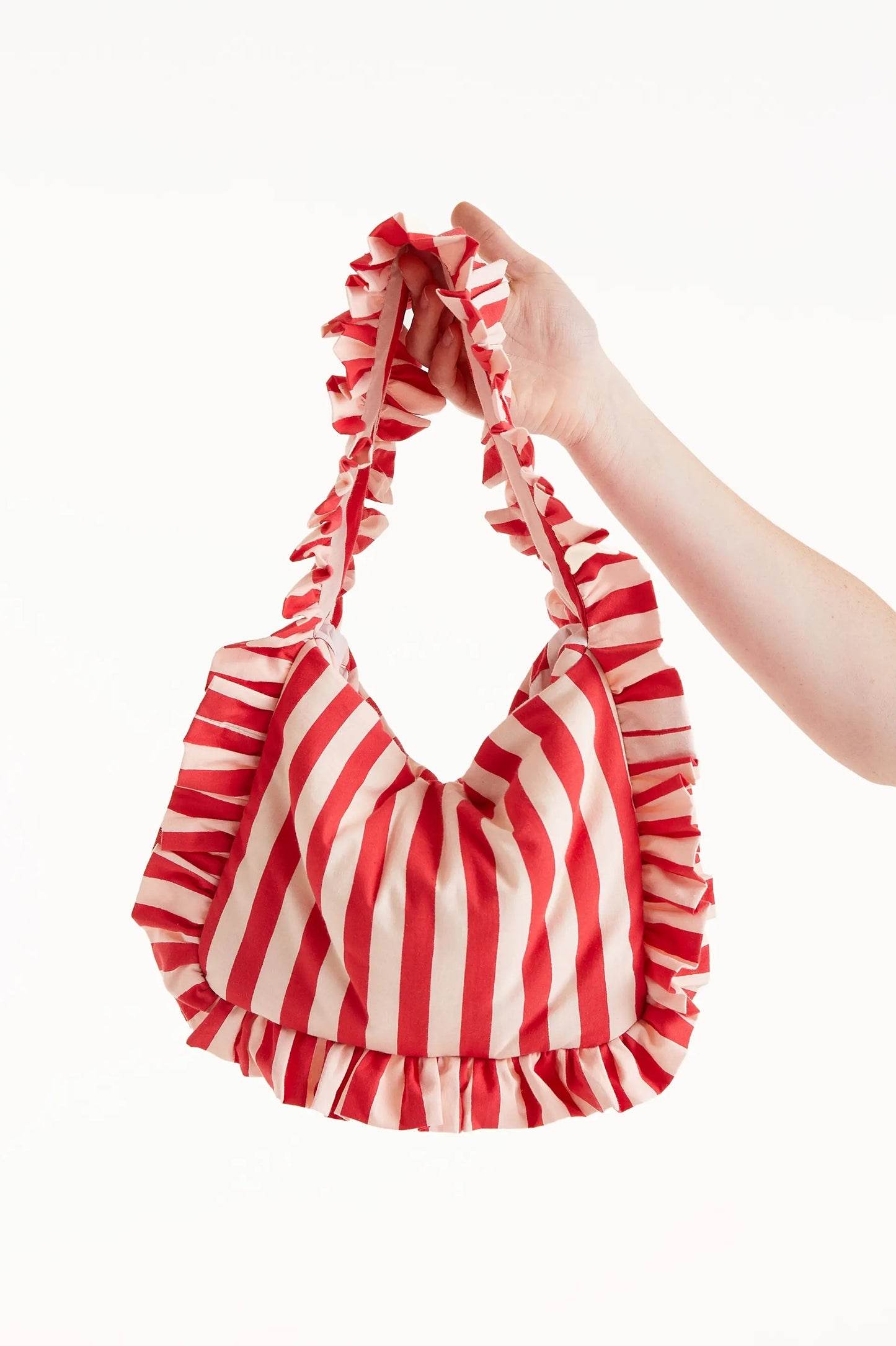 Borsa a tracolla con stampa a righe rosse