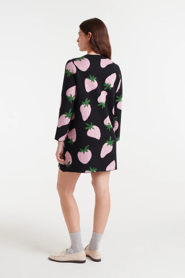 Abito corto in maglia jacquard con stampa Morango