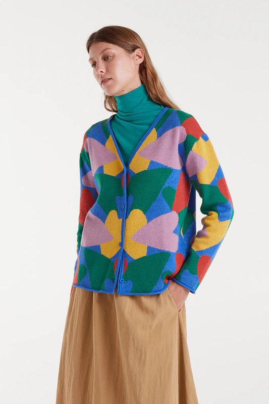 Cardigan jacquard con stampa Cupido