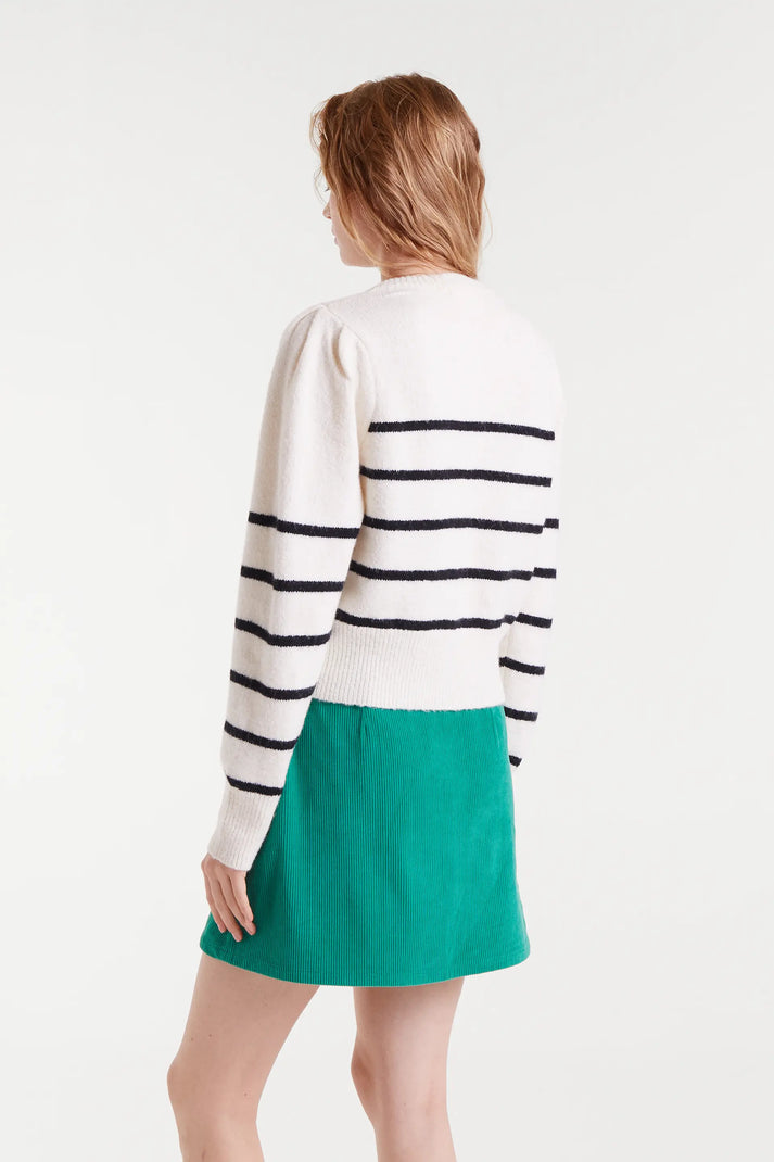 Cardigan maglia righe marinaio bianco e nero