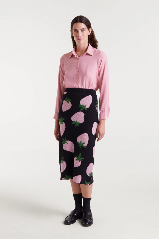 Gonna midi jacquard con stampa Morango