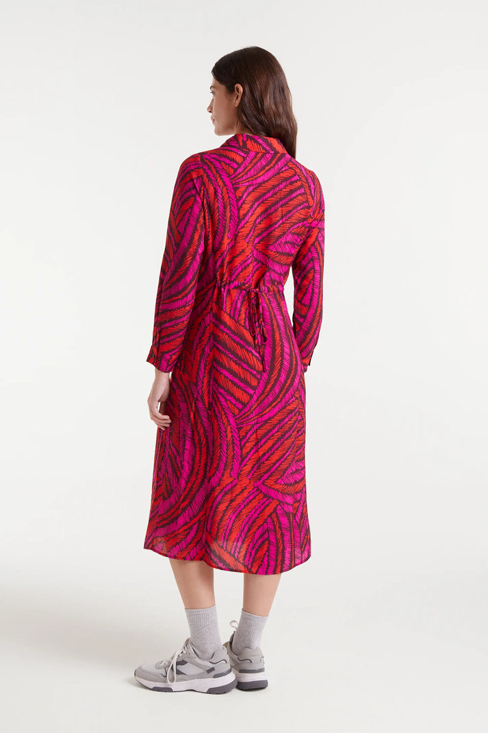 Abito midi in crepe leggero con stampa Fedora