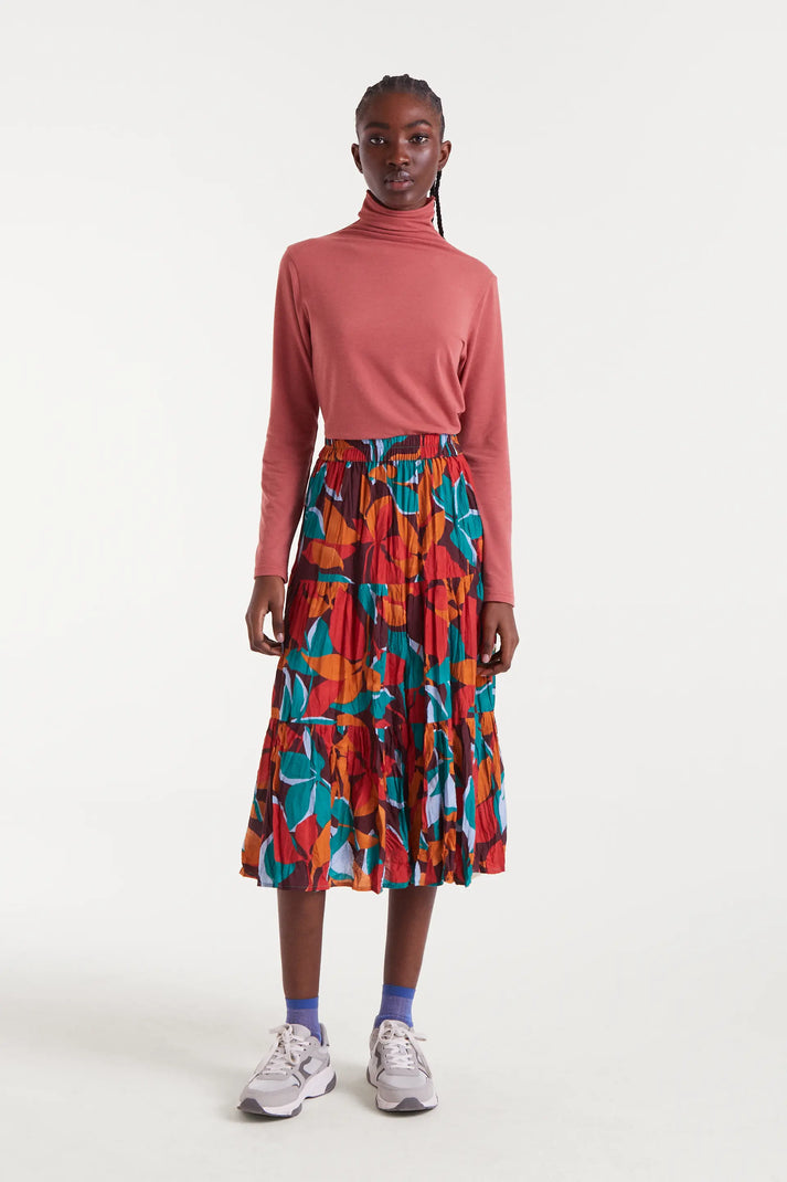 Gonna midi in crepe leggero con stampa Ponziana