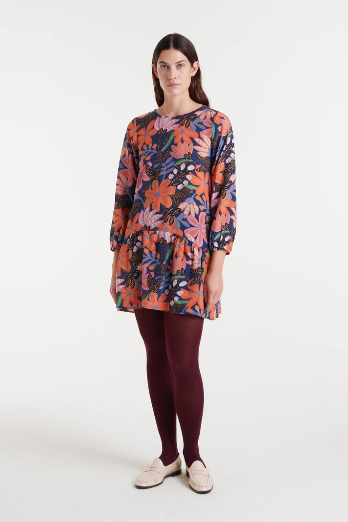 Abito corto in crepe leggero con stampa Tigerlily