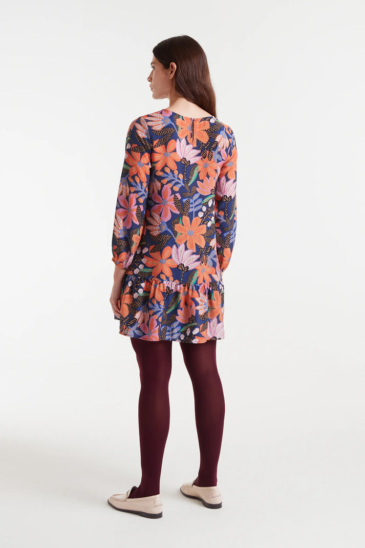 Abito corto in crepe leggero con stampa Tigerlily