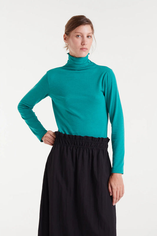 T-shirt a collo alto azzurra