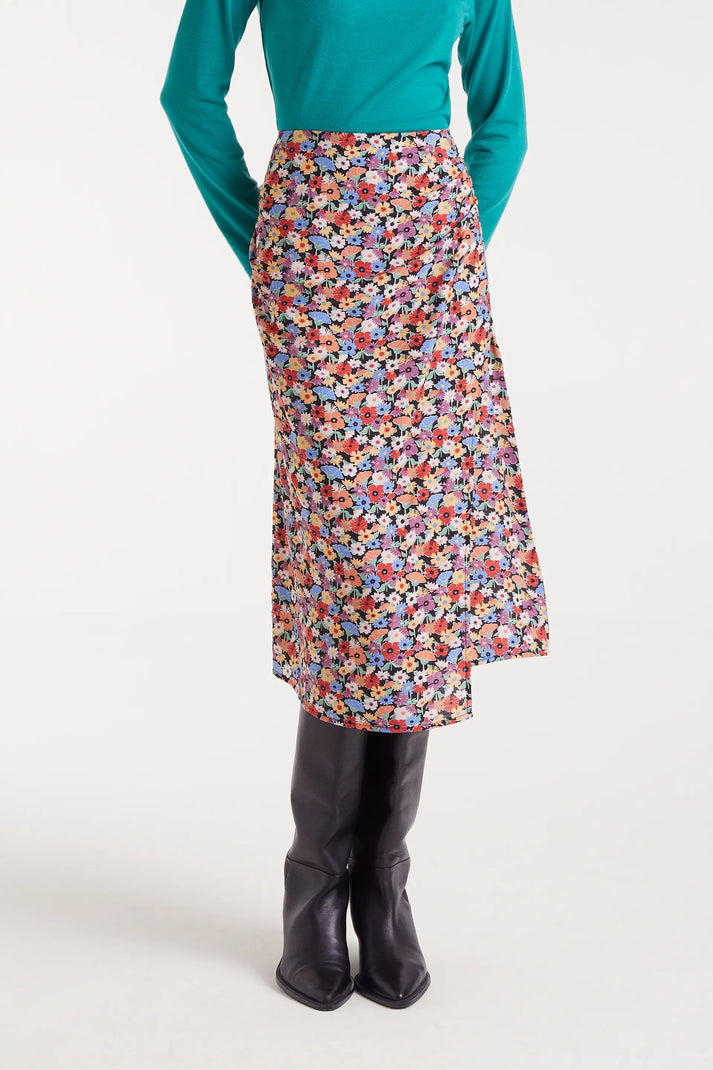 Gonna midi in crêpe leggero con stampa Hampton Small