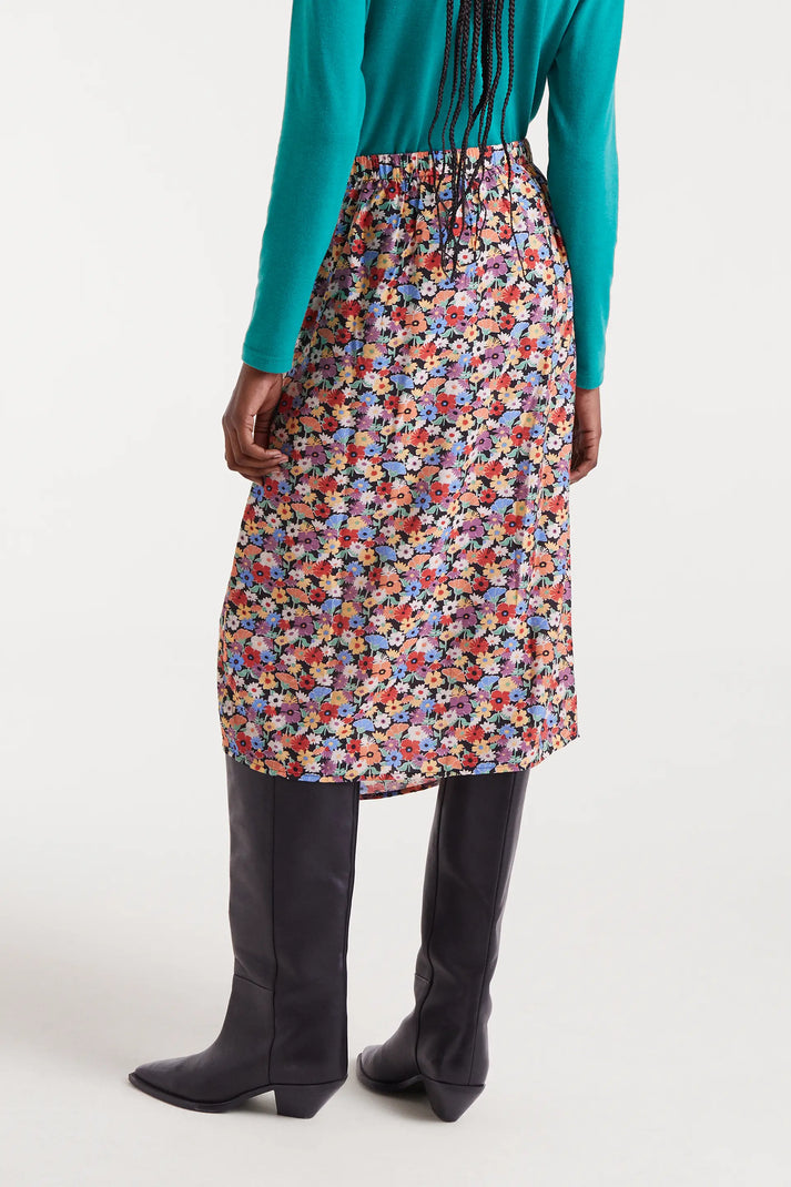 Gonna midi in crêpe leggero con stampa Hampton Small